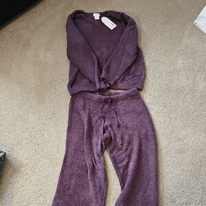 Cozy Women's Plush Lounge Set - Deep Plum
